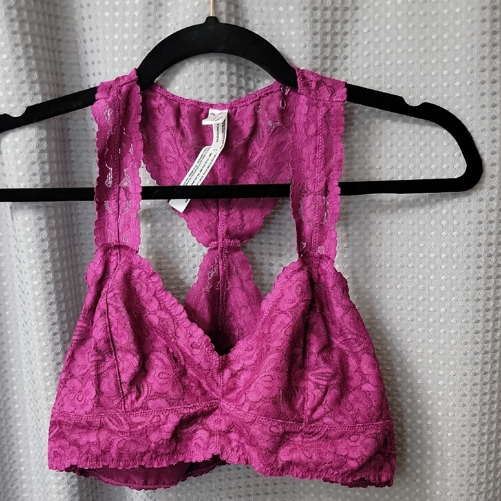 Free People Intimates Lace Bralette in Pink Size L
